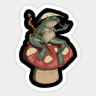 Ronin frog chilling on a toadstool Sticker